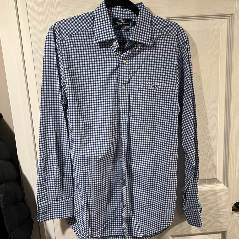 Men's Blue vineyard vines Checkered Shirt